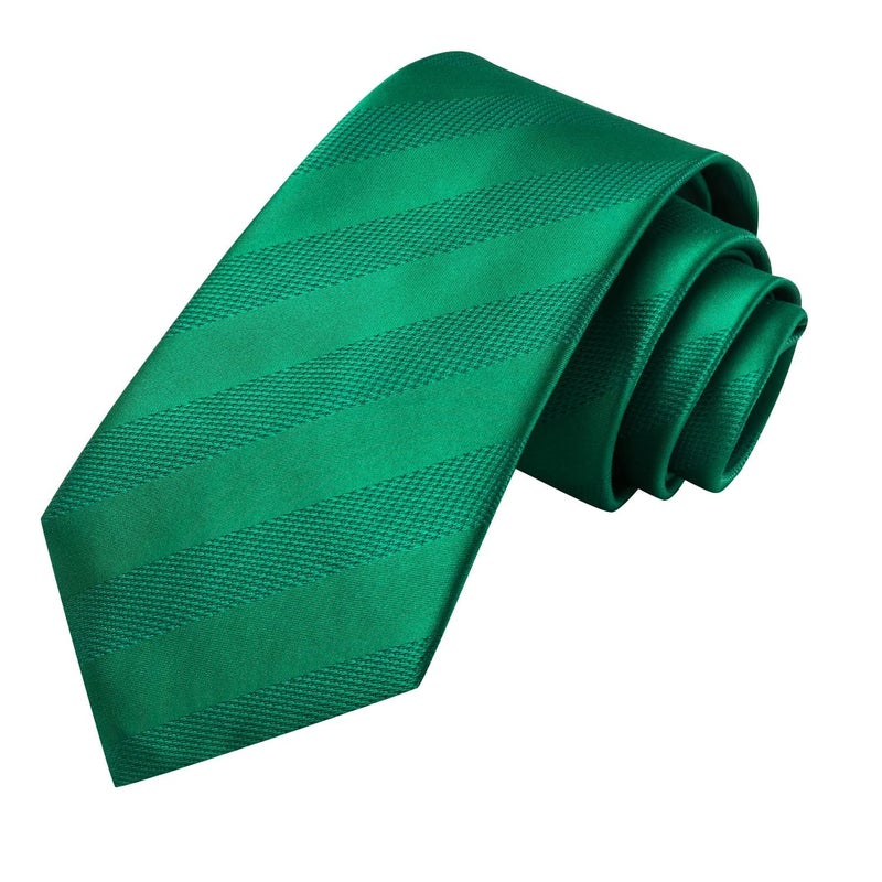 Dubulle Mens Tie Set Solid Paisley Silk Striped Necktie for Men with Cufflinks Tie and Pocket Square,Kelly Green - Image 4